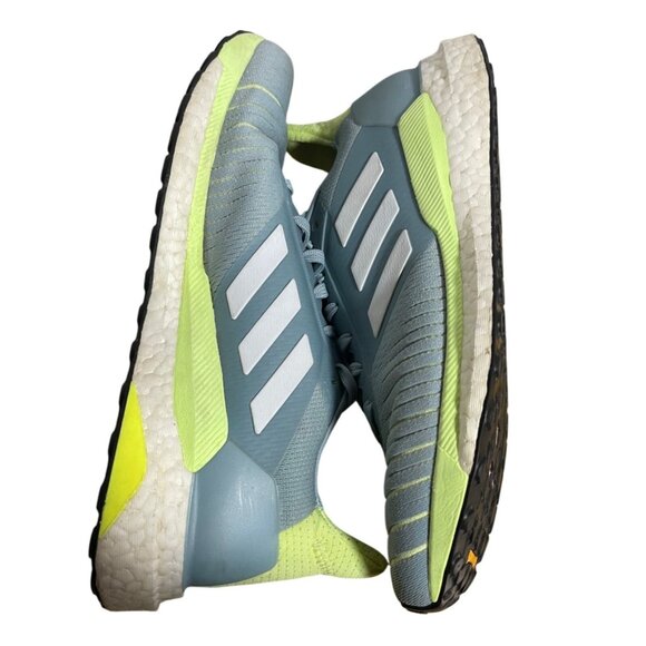 Adidas Solar Glide Boost Running Shoes Womens Size 8.5 Grey & Neon Yellow - Picture 5 of 12